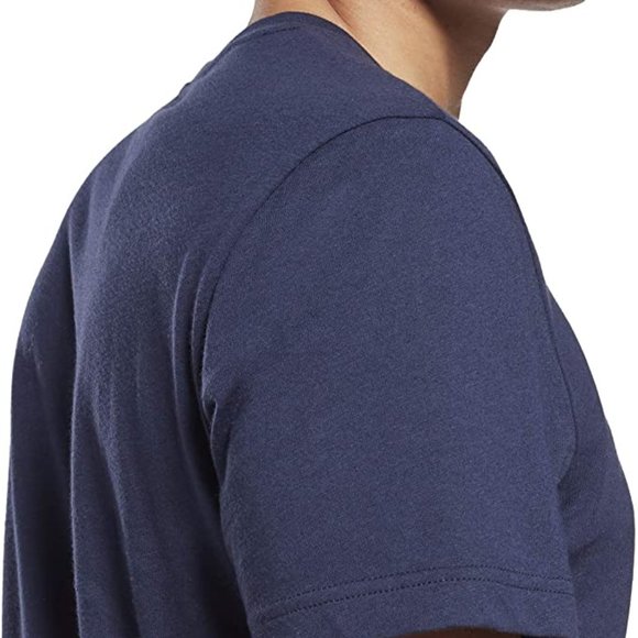 🆕Reebok Men's Standard Training E. Graphic T-Shirt,Vector Navy/Small White Logo - Picture 5 of 14